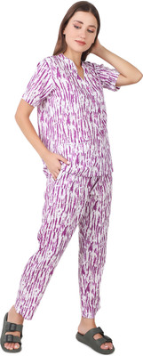 CLOTHING CULTURE Women Printed Purple Shirt & Pyjama set