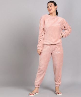 PKF Women Self Design, Printed Pink Night Suit Set