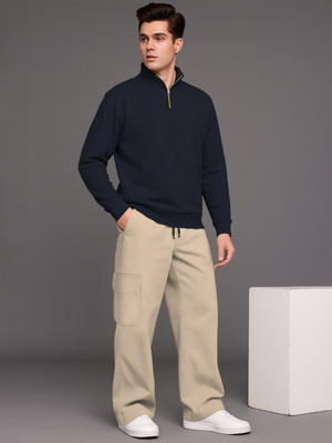 TRIPR Men Solid Blue, Beige Night Suit Set