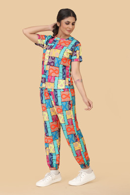 Hercill Women Printed Multicolor Top & Pyjama Set