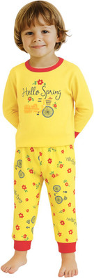 Kidbea Baby Boys & Baby Girls Printed Green Night Suit Set