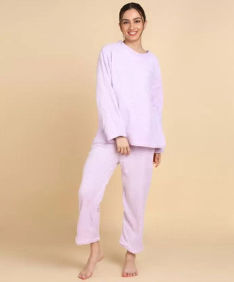 Lugo Women Solid Purple Night Suit Set