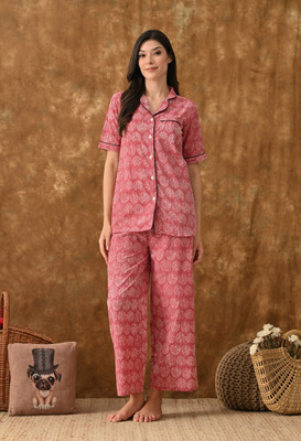 Neha Enterprises Women Printed, Floral Print Pink Night Suit Set