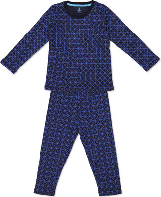 Kids Craft Boys Printed Blue Night Suit Set