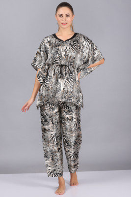AXOLOTL Women Animal Print Multicolor Night Suit Set