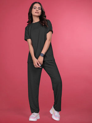 SAKARMAA Women Nightdress(Black)