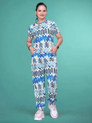 SAKARMAA Women Printed Multicolor Top & Pyjama Set
