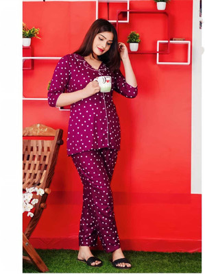 Mahi textile Women Printed Black Night Suit Set