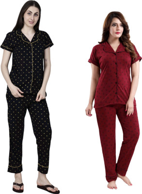 NAYRA AYRA Women Polka Print Multicolor Night Suit Set