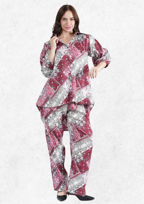 METRONAUT Women Printed Red Night Suit Set