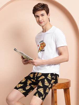 Mast & Harbour Men Printed White Night Suit Set