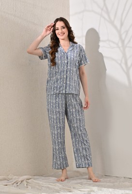 Sharleez Women Printed Grey Night Suit Set