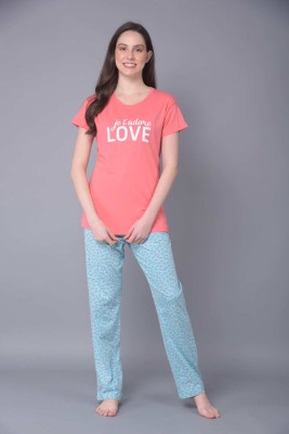 Dollar Missy Women Printed Pink Top & Pyjama Set