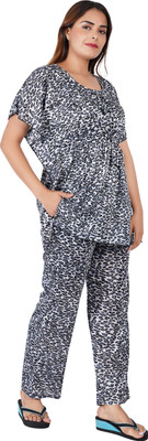 INSTRY Women Printed Grey Night Suit Set