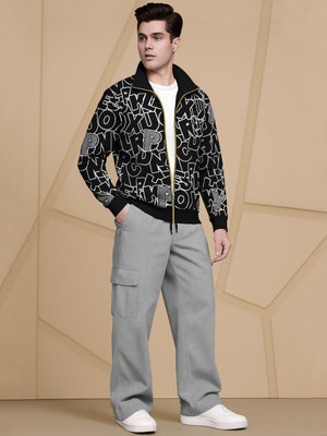 TRIPR Men Printed Black, Grey Night Suit Set