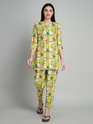 Silakiva Women Printed Multicolor Top & Pyjama Set