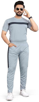 BALUDACLOTHS Men Self Design Grey Top & Pyjama Set