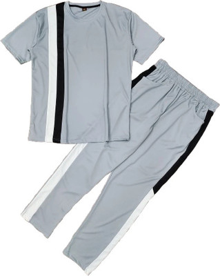 CozyNestNight Men Graphic Print Grey Top & Pyjama Set