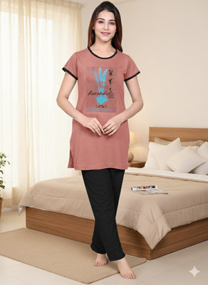 NATRIS Women Printed Multicolor Top & Pyjama Set