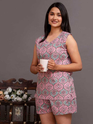 MS Ghumman Women Printed Multicolor Top & Shorts Set