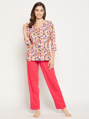 Clovia Women Printed Multicolor Top & Pyjama Set