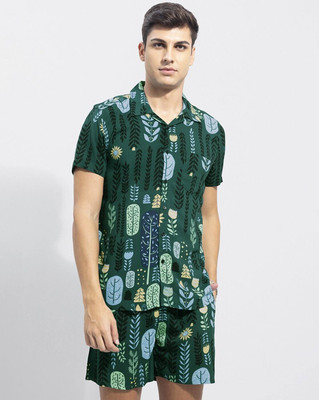 MUMIN Men Ombre/Dyed Multicolor Shirt & Pyjama set