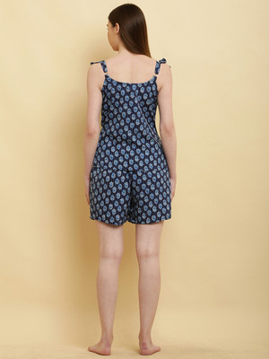 ShopGlobal Women Printed Blue Top & Shorts Set