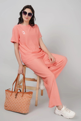Lugo Women Solid Orange Night Suit Set