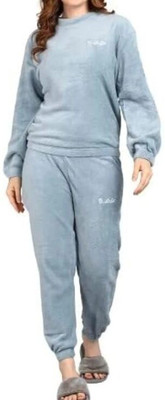 PAISO Women Solid Light Blue Night Suit Set