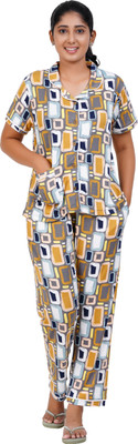 LIONESS LOVE Women Printed Multicolor Top & Pyjama Set
