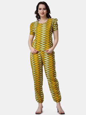 DreamBe Women Printed Yellow Top & Pyjama Set