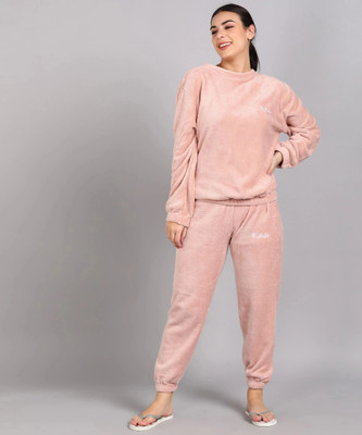 TrendVerse Women Solid Pink Night Suit Set