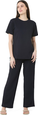 Smarty Pants Women Self Design Blue Night Suit Set