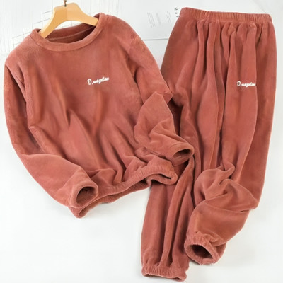 Stem Rope Women Solid Red Top & Pyjama Set