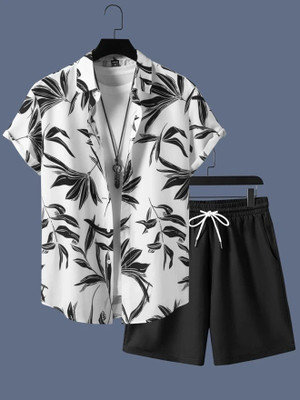 Varni Creation Men Printed White Night Suit Set