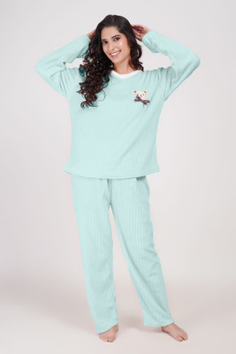 Lugo Women Self Design Blue Night Suit Set
