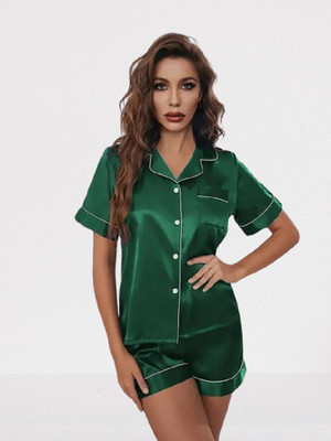 Aggarwalsales Girls Solid Green Top & Shorts Set