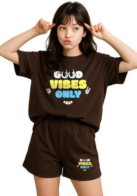 My Swag Women Printed Brown Top & Shorts Set
