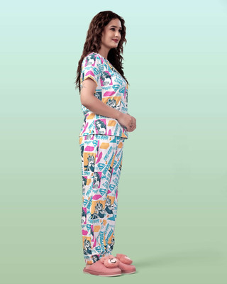 SAKARMAA Women Printed Multicolor Top & Pyjama Set