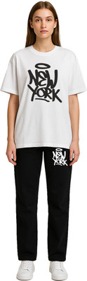 Shonisha Women Printed Black, White Night Suit Set