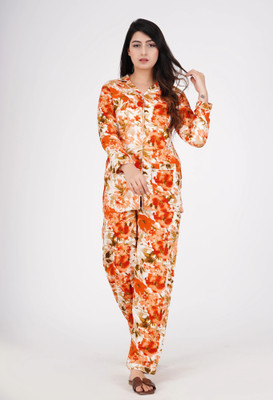 MintMarie Women Floral Print Multicolor Night Suit Set