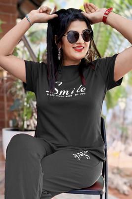 sai fashion Women Printed Grey Night Suit Set