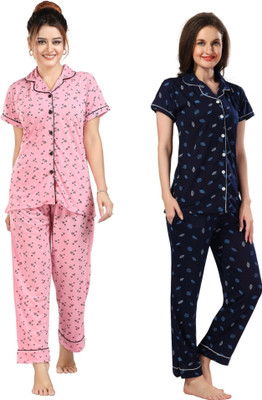 Shama Fashion Women Printed Multicolor Night Suit Set
