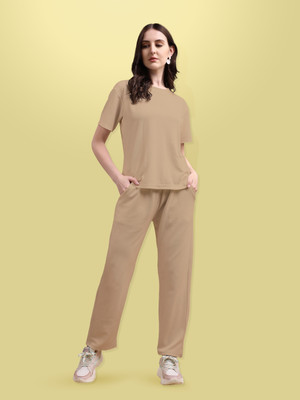 Kashikey creation Women Solid Beige Top & Pyjama Set
