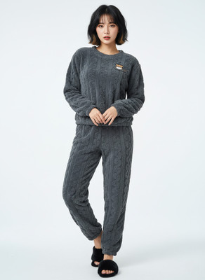 SKG Women Self Design Grey Night Suit Set