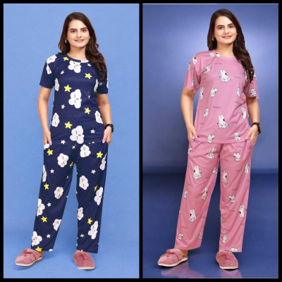 FASHIN GREB Girls Printed Blue Top & Pyjama Set