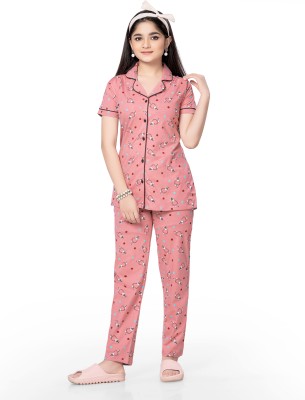 Bloem Girls Printed Pink Shirt & Pyjama set