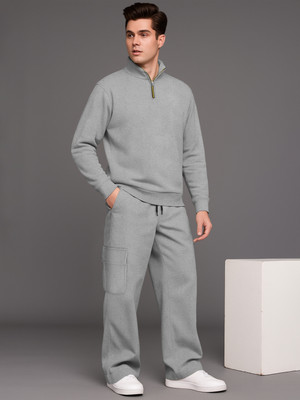 TRIPR Men Solid Grey Night Suit Set