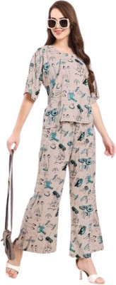 Shree Swami Samarth collection Women Printed Beige Night Suit Set