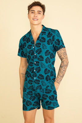 Siddhnath Associate Men Printed Light Blue Night Suit Set